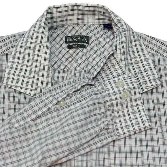 Kenneth Cole Reaction Shirt Men's Size 17 36/37 White Slim Fit 100% Cotton - Picture 1 of 8
